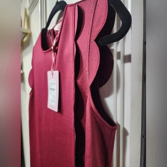 Ted Baker Jasmint Plum Burgundy Draped Scalloped Edge Sleeveless Dress - Size 2 - Picture 7 of 11